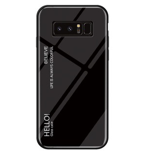 For Samsung Note 8 Gradient Aurora Tempered Glass Clear Back Phone Case
