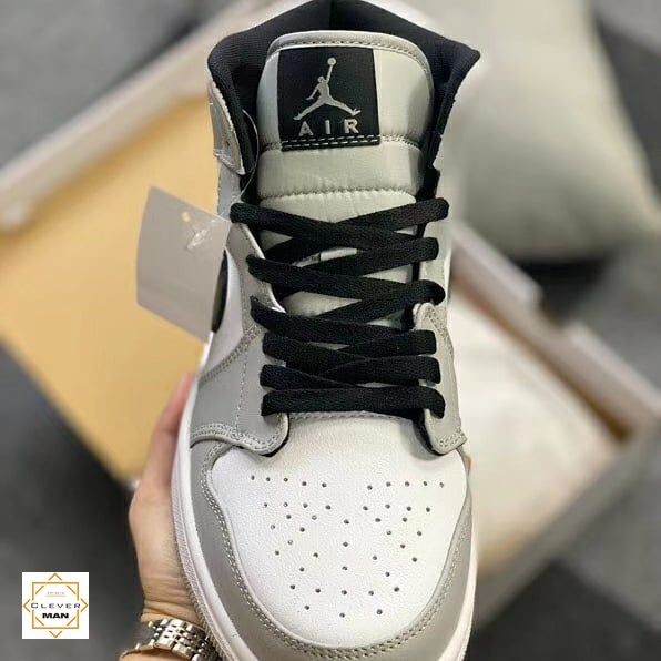 (FREESHIP+FULLBOX) Giày Thể Thao AIR JORDAN 1 Retro High Light Smoke Grey Cao Cổ Xám Logo đen Clever Man Store