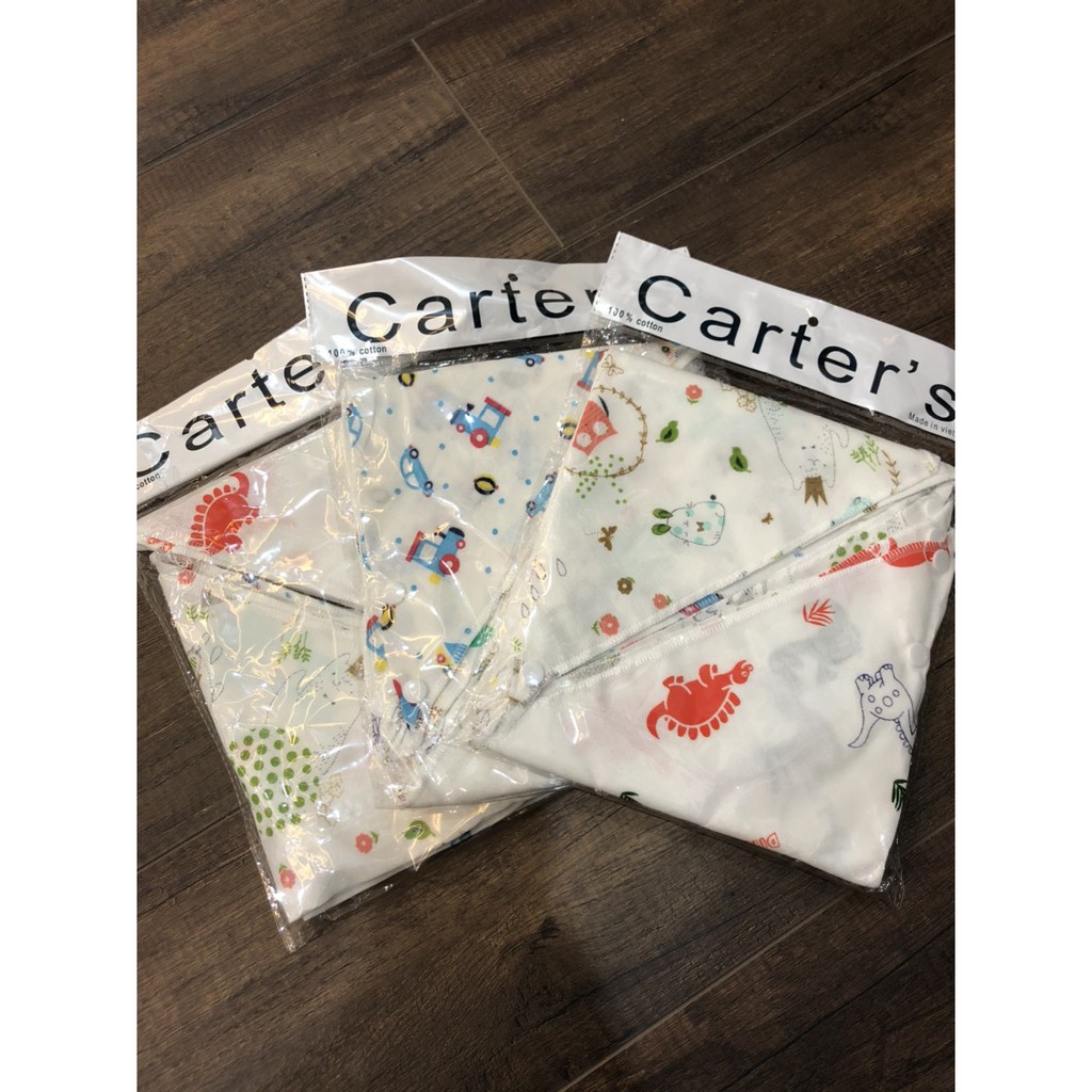 Yếm cotton cho bé ăn dặm , khăn yếm tam giác cúc bấm