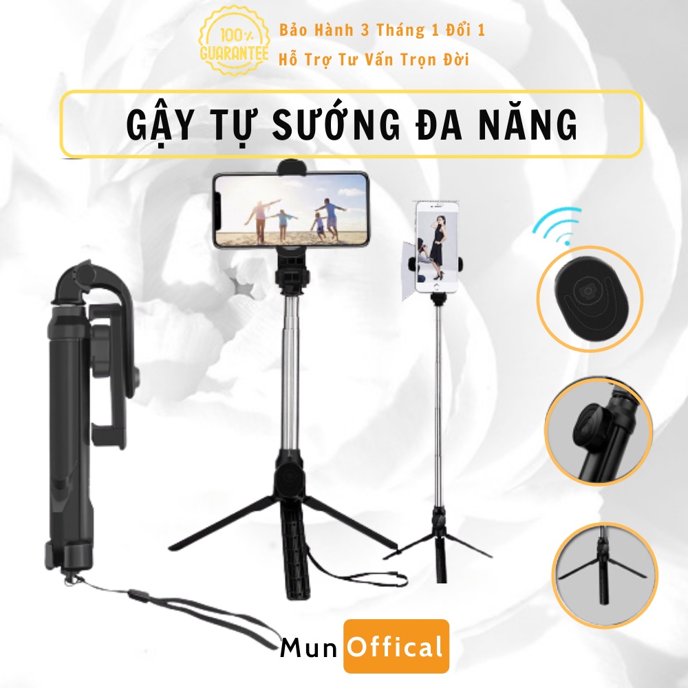 Gậy Chụp Hình Tự Sướng ĐA NĂNG mẫu mới 2021, Kiêm Tripod 3 Chân, Remote Bluetooth 4.0