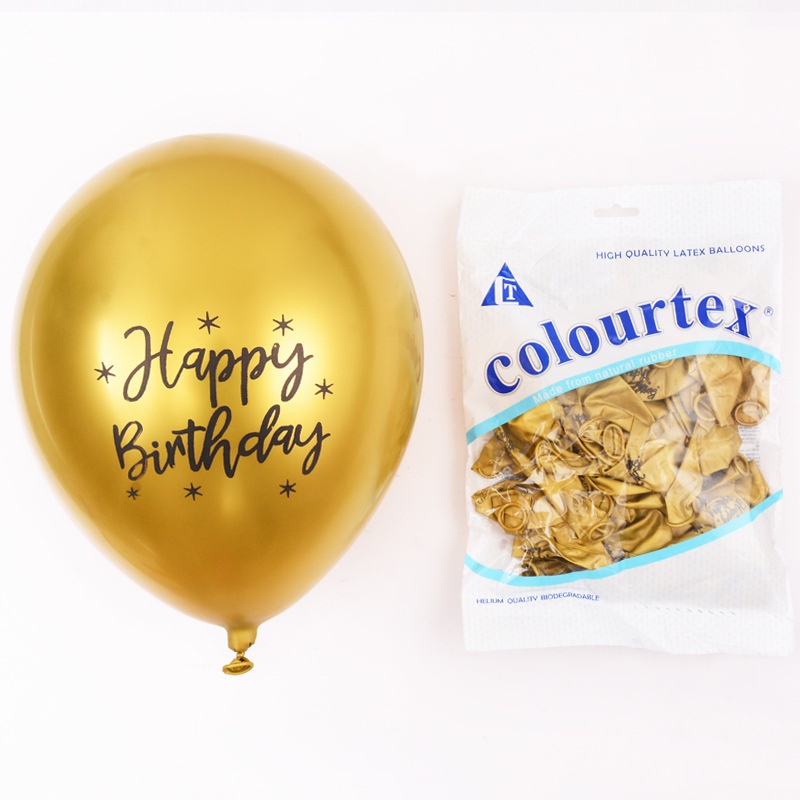 Set 5 Bong Bóng Cao Su Latex Kích Thước 12 inch In Chữ Happy Birthday Dùng Trang Trí Tiệc Sinh Nhật