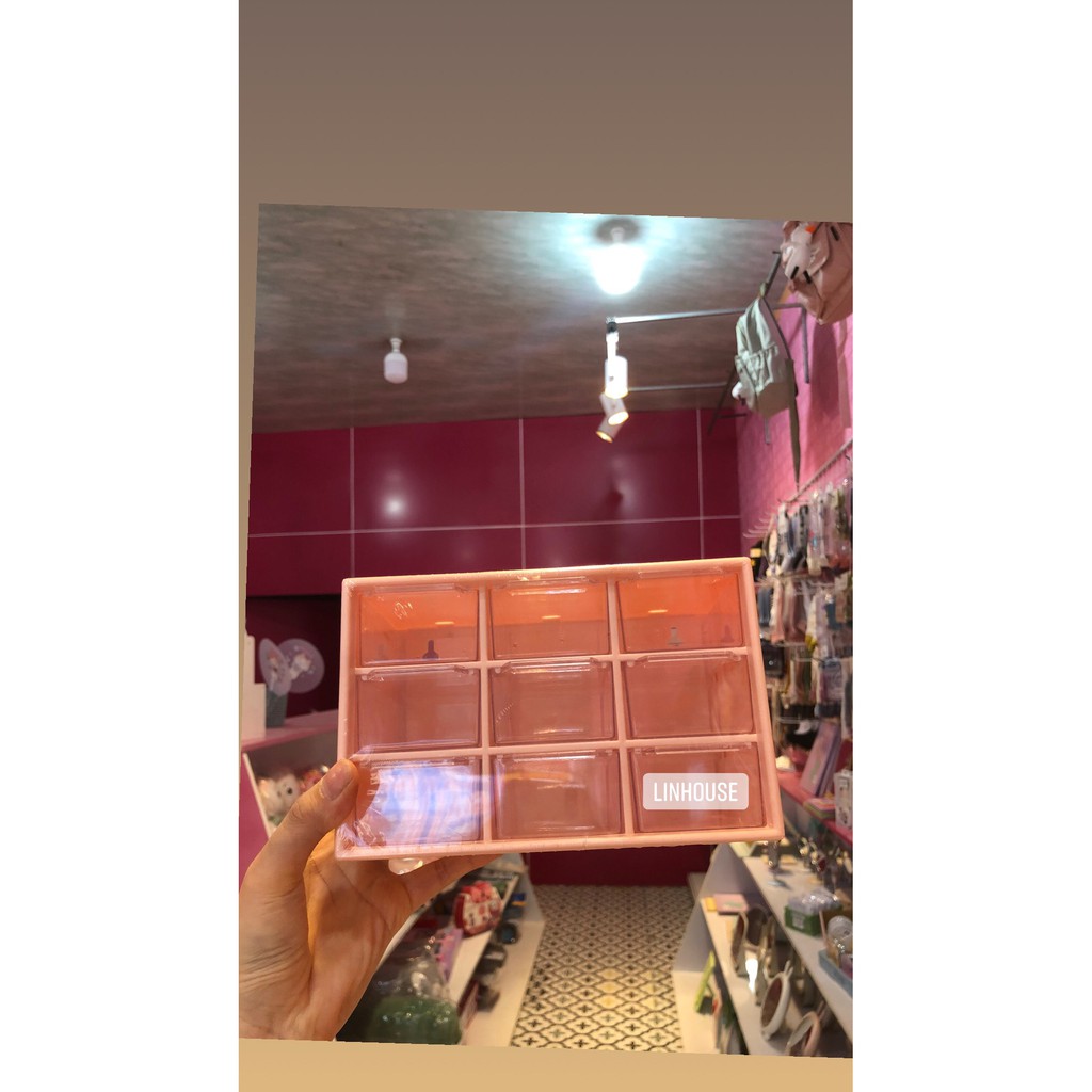 Kệ 9 ngăn/ hộp nhựa đựng đồ mini  decor để bàn tiện lợi dễ thương | BigBuy360 - bigbuy360.vn