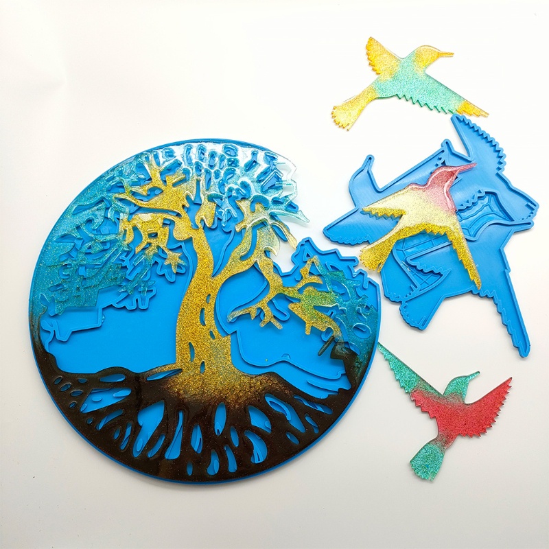 Khuôn Silicone Làm Đồ Thủ Công Hình Chú Chim Và Cây Lá Độc Đáo