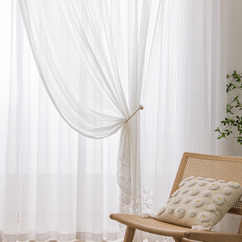 Rèm cửa sổ Vải Ren Trắng Trang Trí Phòng Khách
