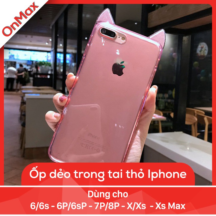 ỐP LƯNG DẺO TRONG SUỐT TAI THỎ IPHONE