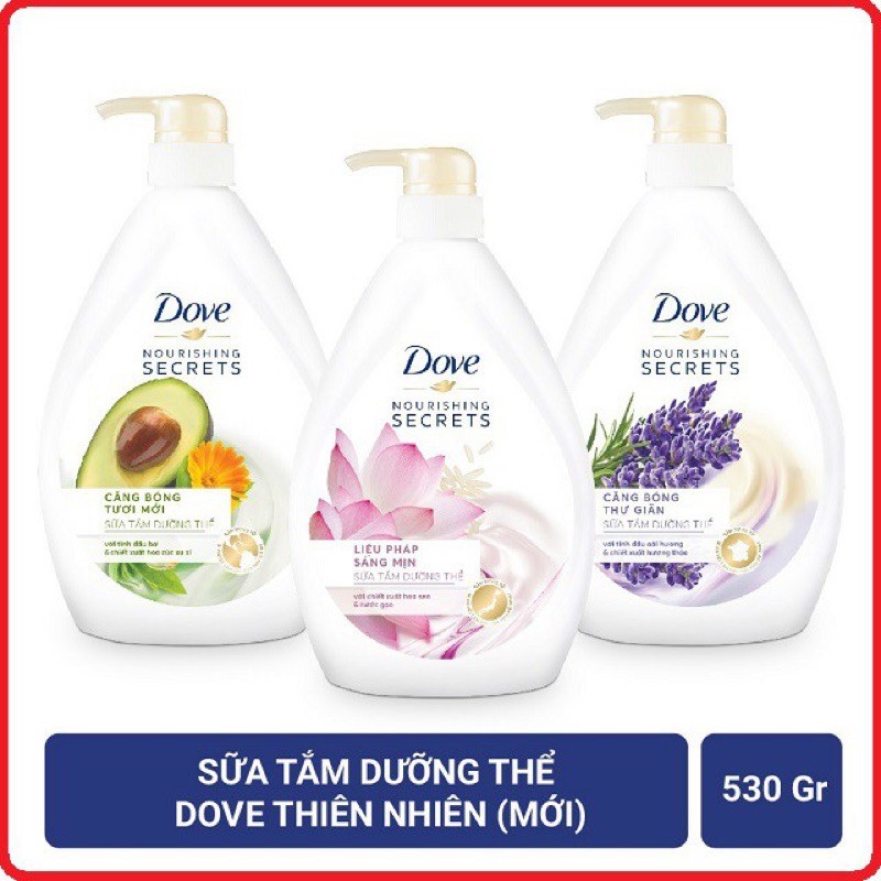 Sữa tắm dove mới bơ lavender hoa sen 530g