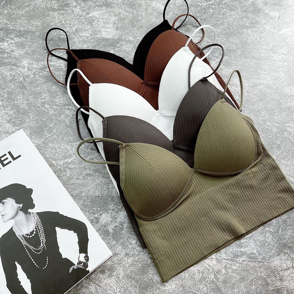 Áo Bra Thun Gân Tăm Dệt Kim Co Dãn Đệm Mút Nâng Ngực Quyến Rũ - BRA08