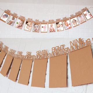 12 Months Photo Frame Banner First Happy Birthday Decorations 1st Baby Boy Girl My 1 One Year Party Supplies