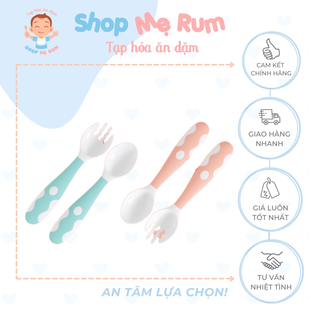 Bộ Thìa Dĩa Ăn Dặm Uốn Cong 4 Chiều Cho Bé