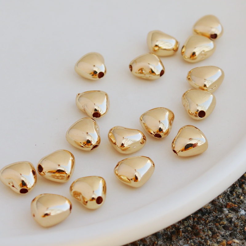 Hạt Xâu Làm Trang Sức Hình Trái Tim 14K Lỗ Ngang 10mm Bằng Đồng Bóng diy