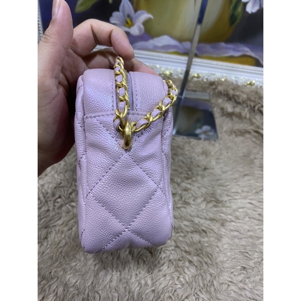 Túi xách hộp hồng nhũ size 18