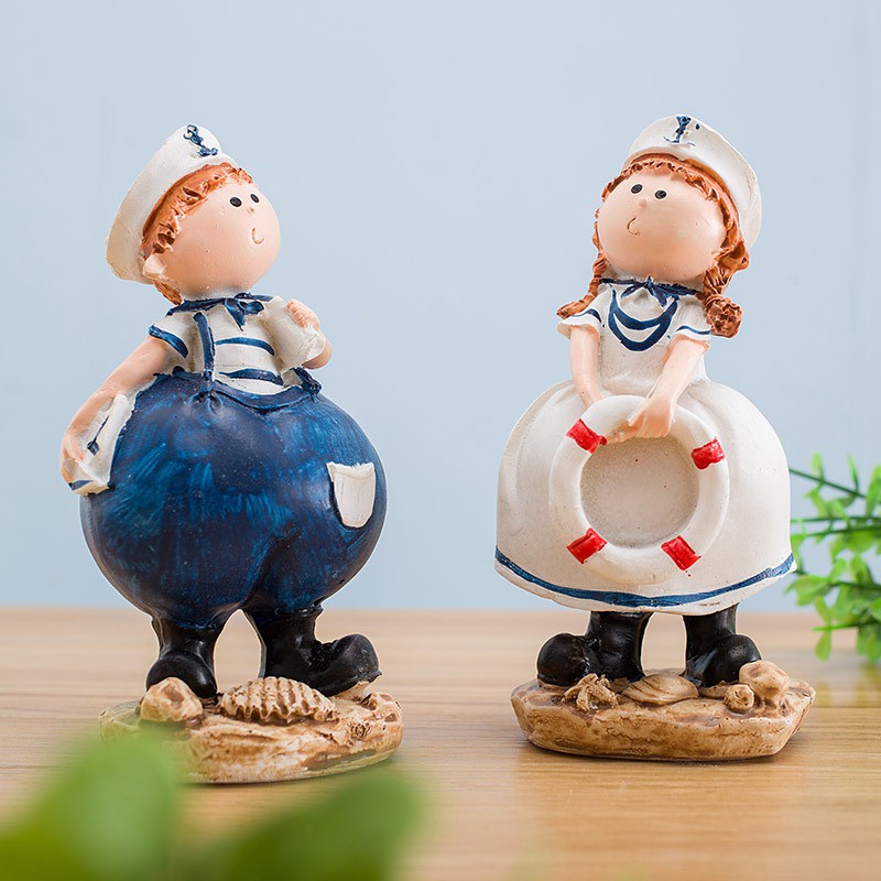 Set 2 búp bê hải quân mông to trang trí - Decor đồ trang trí theo phong cách biển Địa Trung Hải