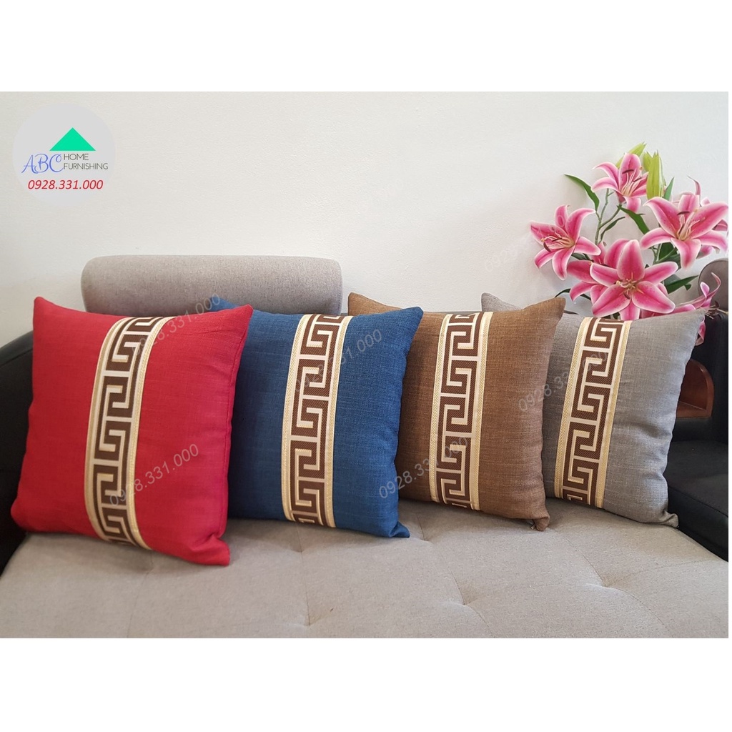 Gối tựa sofa MBC Home vải thô họa tiết 48x48cm