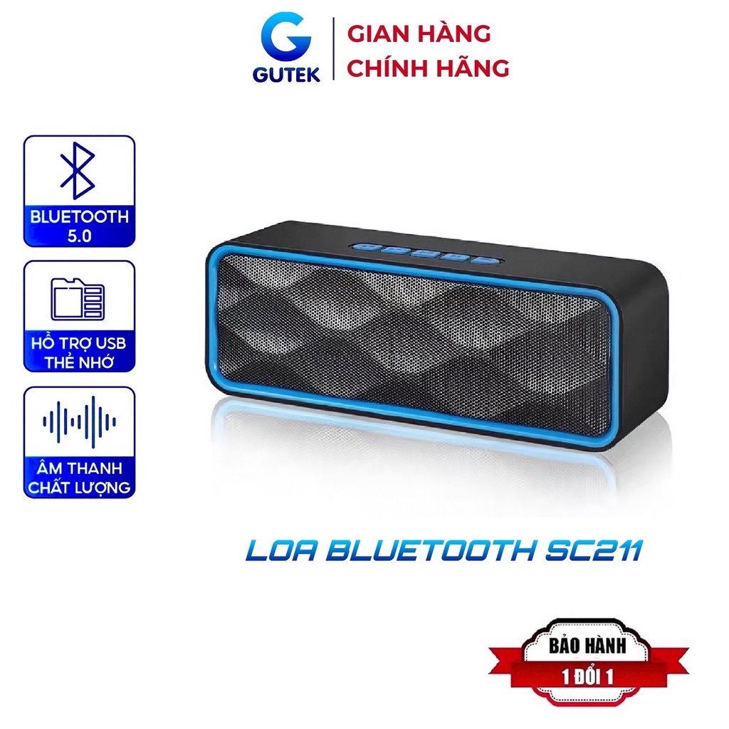 Loa Bluetooth Mini Nghe Nhạc Không Dây Nhỏ Gọn Đa Năng Dùng Được Usb Thẻ Nhớ Gutek SC211