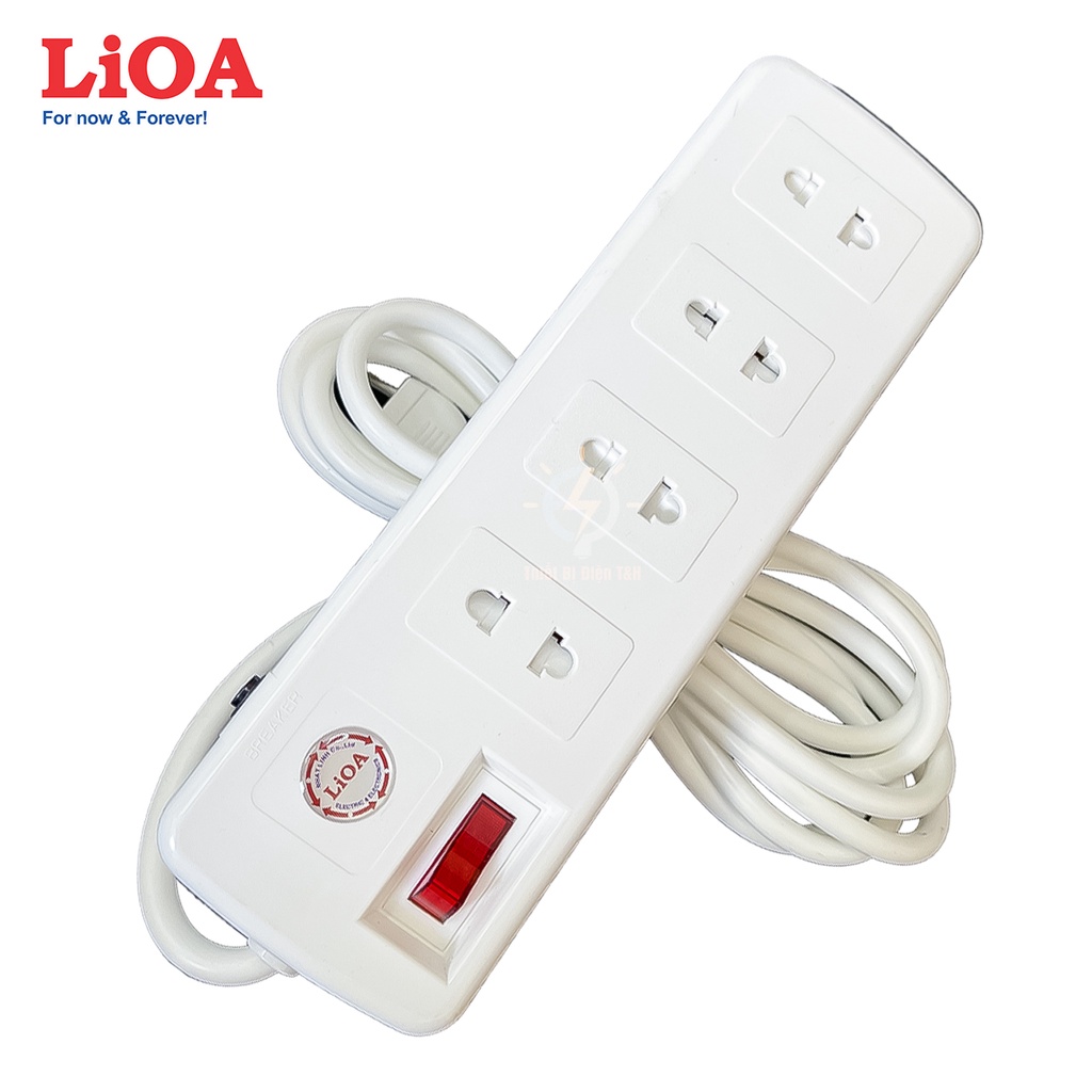 Ổ cắm điện công suất lớn, ổ cắm chịu tải, cao cấp, LIOA,  chịu tải 3300W, 4 ổ cắm, 1 công tắc, 4SS2.5-2