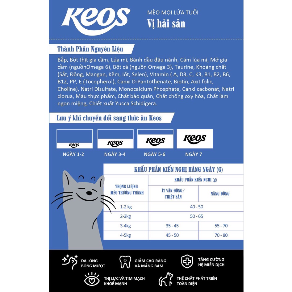 KEOS 1.5kg - Thức ăn cho Mèo vị Hải Sản