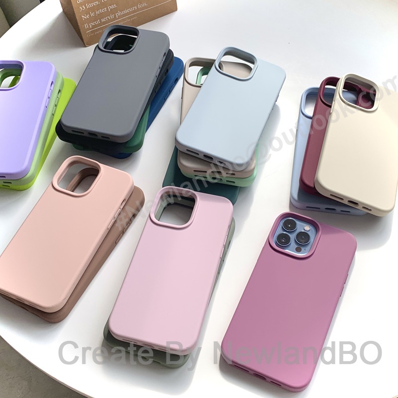 Ốp Điện Thoại Silicon Cao Su Màu Hồng / Tím Cho iPhone13 14 Pro max 12Pro 13Pro 12Promax 13Mini 12mini i11 XR Xsmax 7Plus 11Promax