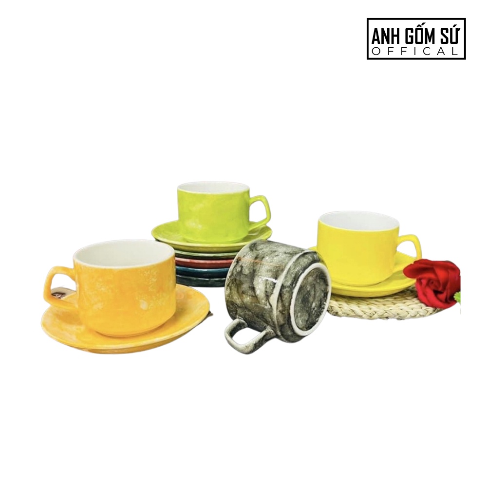 Cốc sứ vân đá Bát Tràng cao cấp - ly sứ uống cà phê dung tích 250ml, nhiều màu đẹp