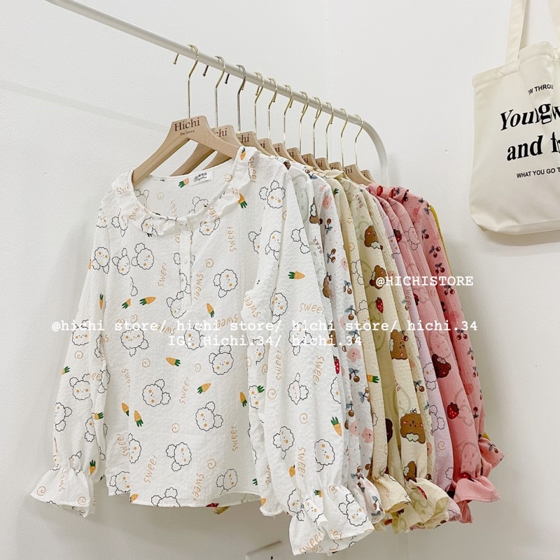 bộ ngủ pịama mặc nhà thu đông dài tay 7 hình cute ảnh thật video phong cách ulzzang hàn quốc hichi | BigBuy360 - bigbuy360.vn