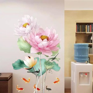 DECAL DÁN TƯỜNG HOA SEN VÀ CÁ CHÉP 10