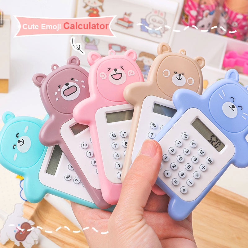 Máy Tính Bỏ Túi Cỡ 8 Màn Hình Kỹ Thuật Số Họa Tiết Chú Gấu Dễ Thương Độc Đáo Tiện Dụng Cho Văn Phòng