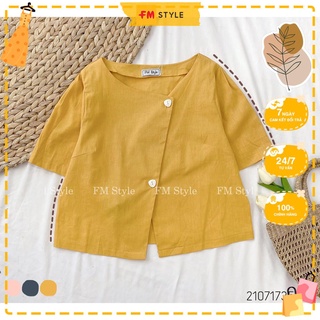 Áo kiểu nữ FM Style chất thô tay ngắn thiết kế chéo tà độc đáo dễ phối đồ nhiều màu lựa chọn 210717359