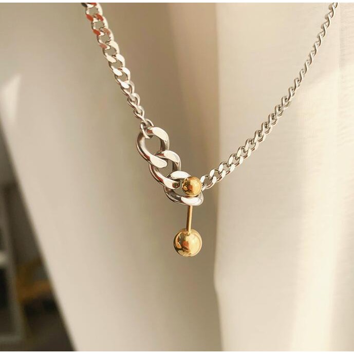 Vòng cổ loại ngắn mặt bóng cân bằng kiểu dáng cổ điển màu sắc tương phản độc đáo
