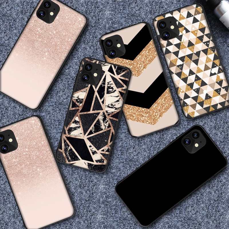 Ốp Điện Thoại TPU Silicon Mềm Lấp Lánh Màu Vàng Hồng Cho iPhone 11 XR XS 5 5S 6 6S 7/8/se 2020 Plus se 2020