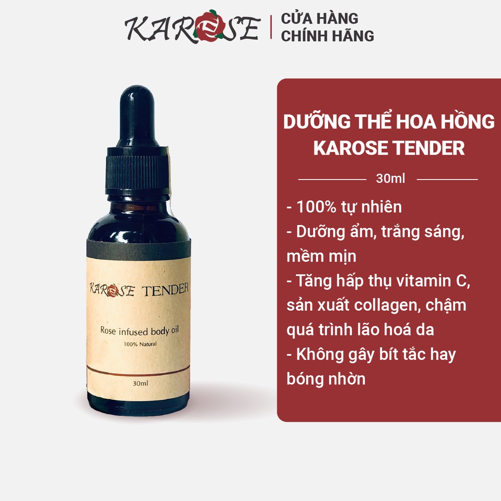 (DATE MỚI NHẤT, 30ml) Dưỡng thể hoa hồng organic dưỡng ẩm, trắng sáng, mềm mịn Karose Tender