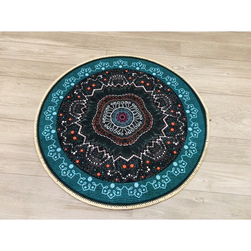 Thảm bali hình tròn dùng để lót ngồi, chùi chân, decor phòng đường kính 35cm