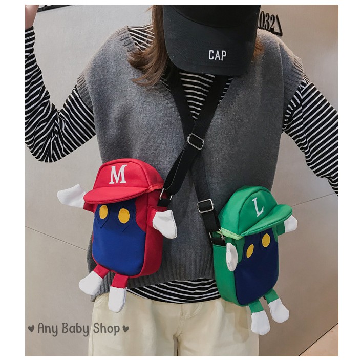 Túi đeo đi chơi ,đi Tết hình anh em nhà Super Mario cho cả người lớn và trẻ em với 2 màu cực xinh ( hàng có sẵn) ❣❣