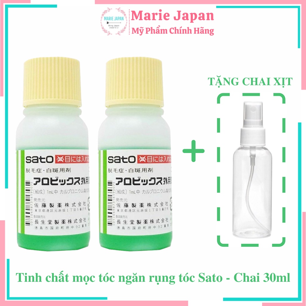 Tinh chất Sato chấm hói mọc tóc giảm rụng tóc 30ml Nhật Bản (Tặng kèm chai xịt)