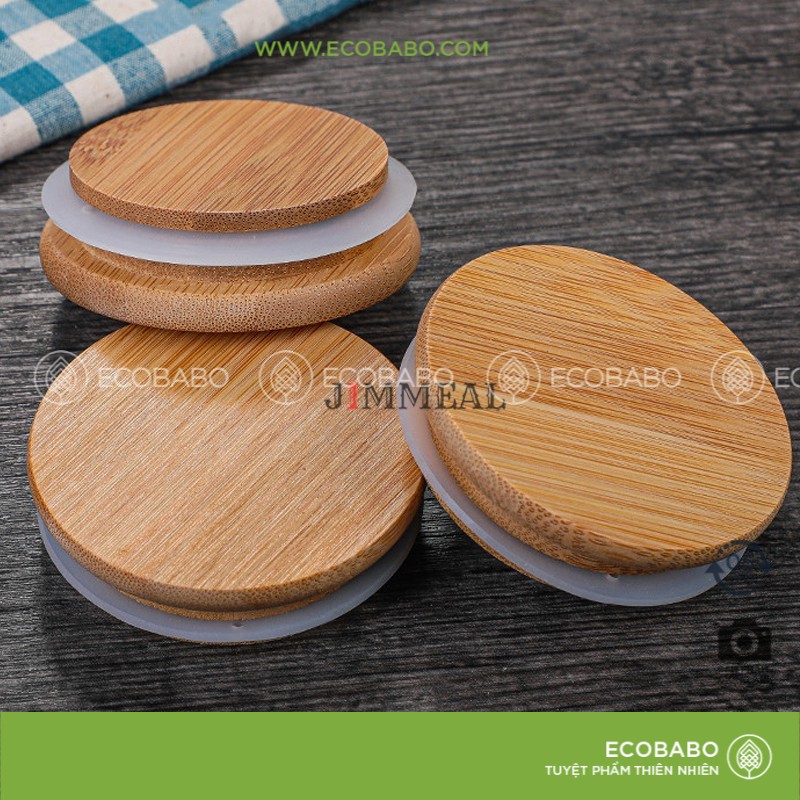 Lọ thủy tinh nắp gỗ JIMMEAL bảo quản độ khô trang thí nhà cửa nhiều size - ECOBABO