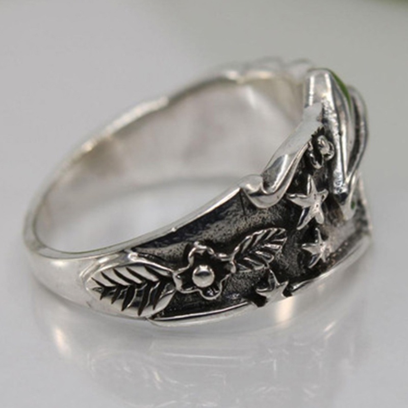 Nhẫn hình cây nấm và ngôi sao phong cách vintage size 7-12 thích hợp làm quà tặng