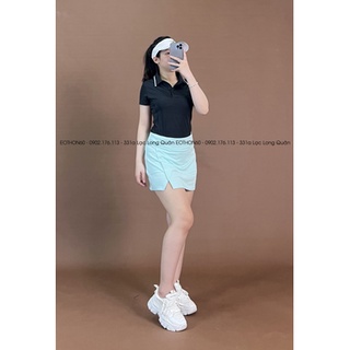 Áo cổ polo trơn,chân váy xẻ đùi [hình thật shop chụp] Eothon60