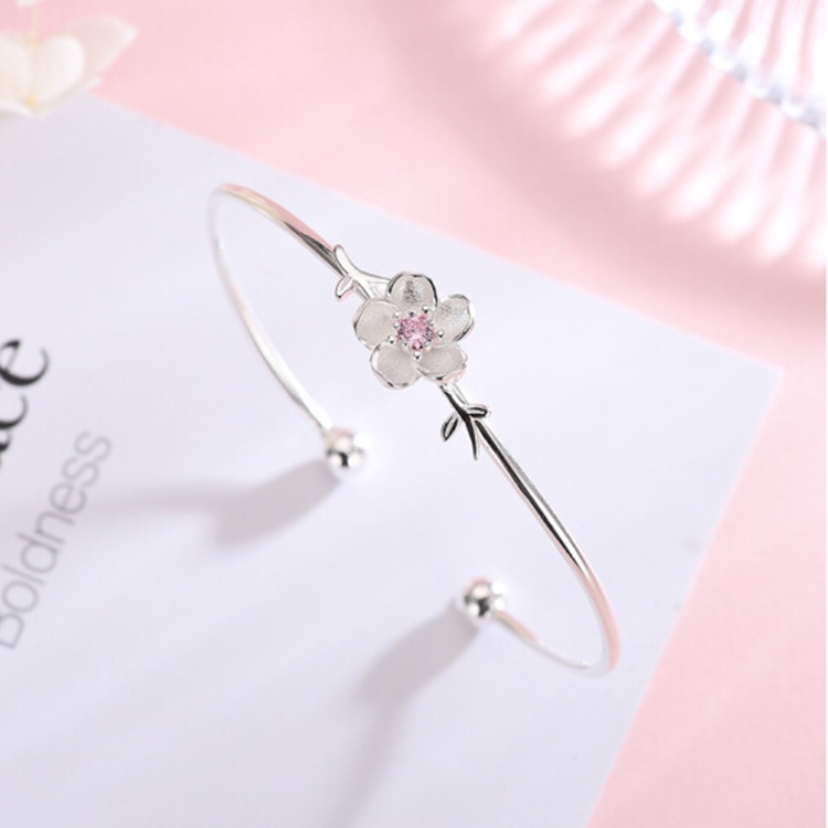 Vòng Tay Bạc Nam Nữ, Lắc Bạc S925 Hoa Anh Đao Ngọt Ngào, Vòng Tay Lắc Bạc
