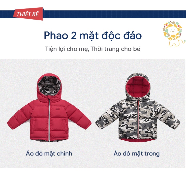 Áo phao cho bé áo khoác chần bông bé trai mặc 2 mặt thu đông 2023