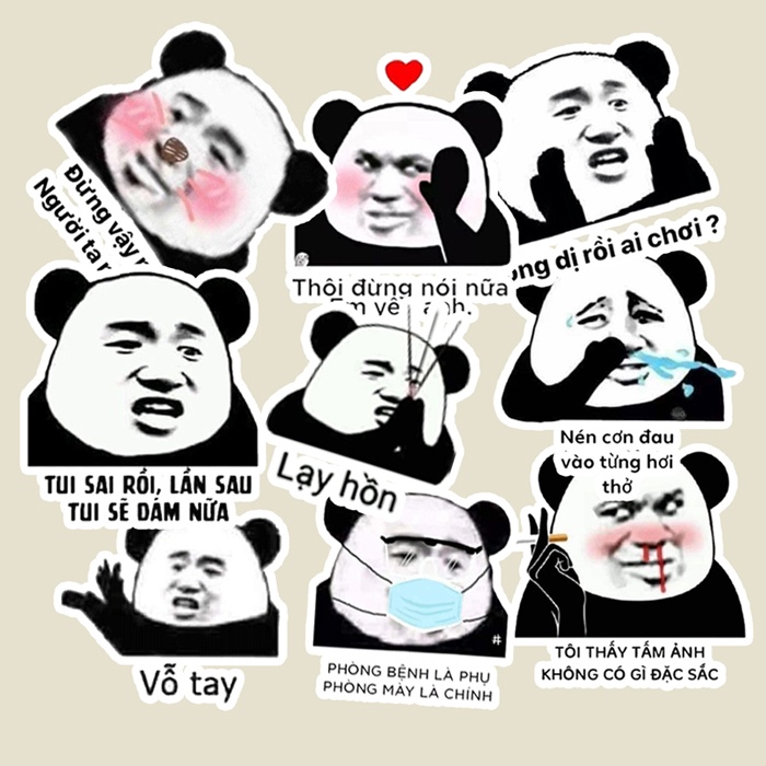 Sticker set 30 đến 100 ảnh Meme Gấu Trúc bựa. cute. hài hước