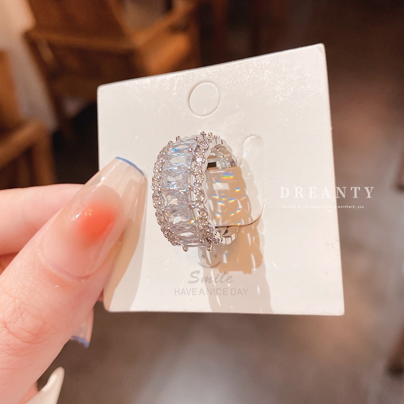 Nhẫn Hở Đính Đá Zircon Phong Cách Hàn Quốc Sang Trọng