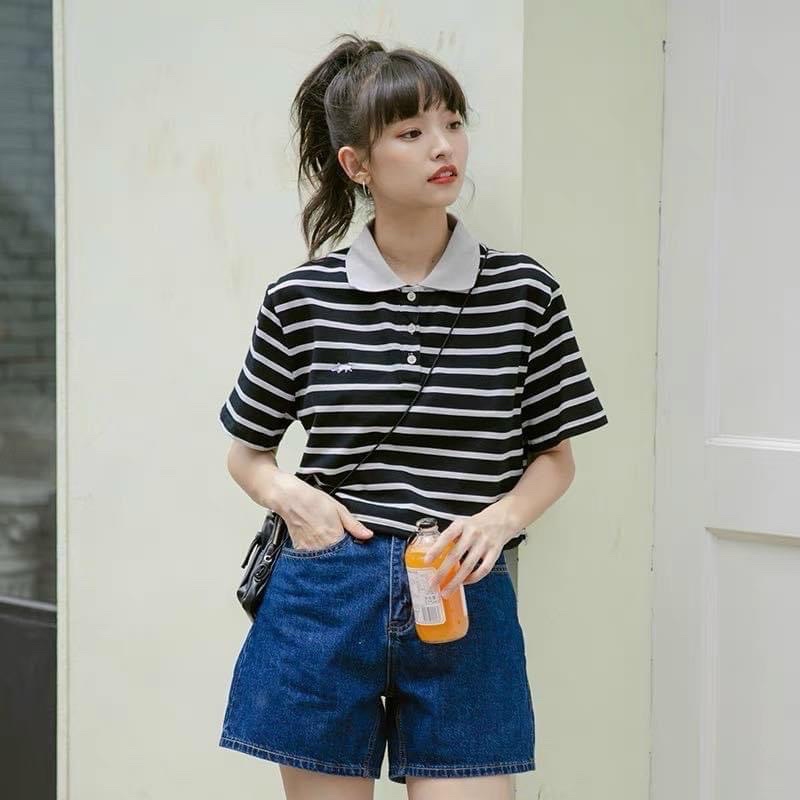 Áo Polo Croptop Rút Dây 𝗛𝗮̀ 𝗚𝗶𝗮𝗻𝗴 𝗩𝗻𝘅𝗸