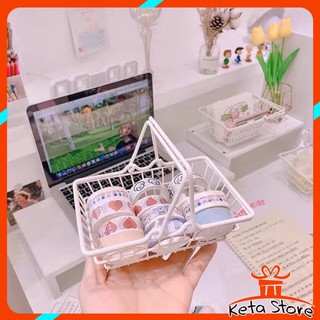 Giỏ sắt mini trang trí bàn học, decor chụp ảnh