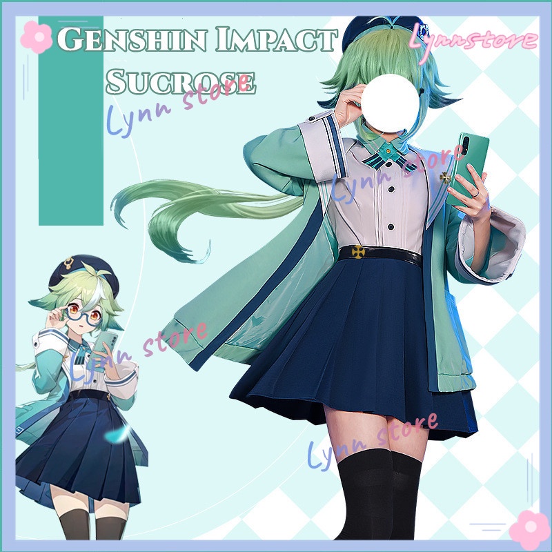Anime Genshin Impact Sucrose Cosplay Trang Phục Tóc Giả Phù Hợp Với Váy JK Đồng Phục Đảng Trang Phục Cho Phụ Nữ Trọn Bộ ONEPLUS Tên chung