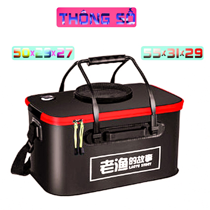 Thùng Đựng Cá Đi Câu Gấp Gọn Cao Cấp. Thùng Đựng Cá Đa Năng Màu Sắc Tươi Tăn, Chất Liệu Siêu Dẻo