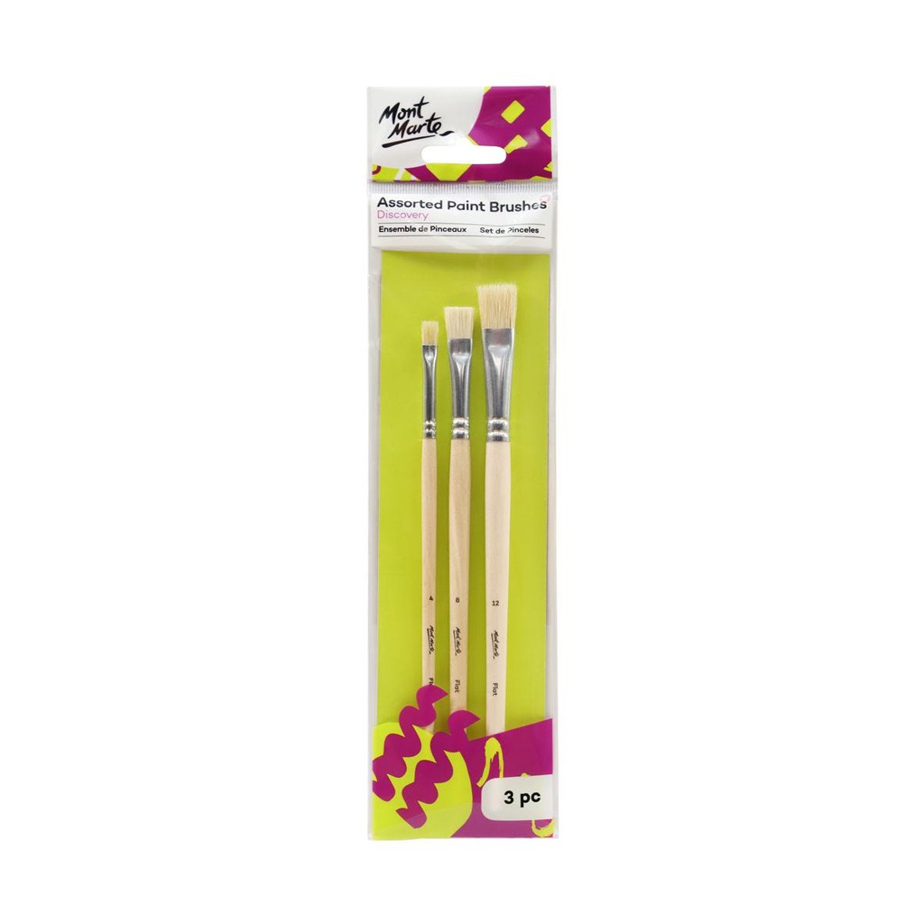Bộ 3 Cọ Vẽ Mont Marte Cơ Bản - Assorted Paint Brushes Discovery 3pc - BMHS0038