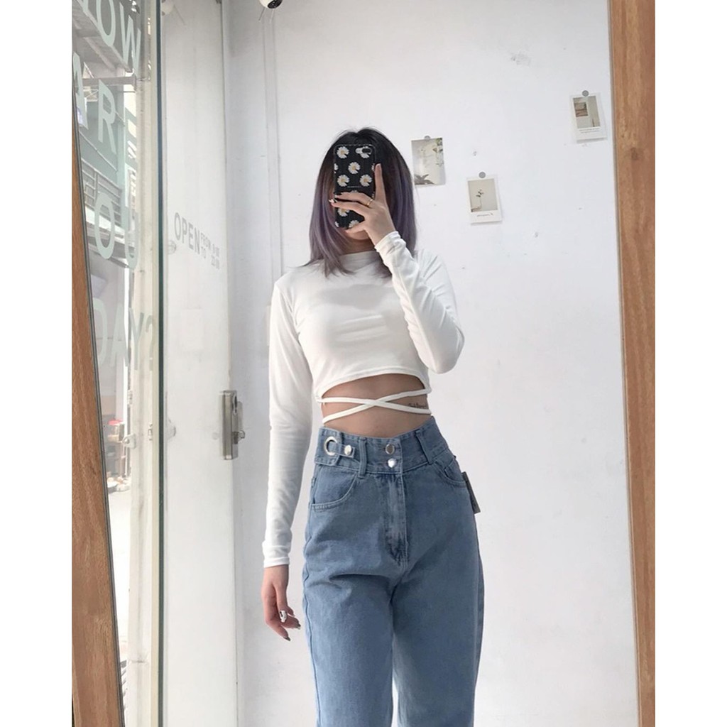 QUẦN BAGGY JEAN NỮ LƯNG CAO 2 NÚT KHOEN DÂY TÚI ĐỒNG HỒ MÀU XANH NHẠT CAO CẤP UTI ĐỦ SIZE S, M, L LAI CUỐN SIÊU XỊN SÒ