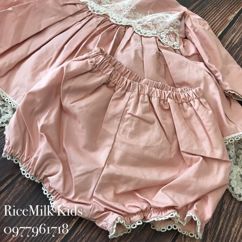 Váy Đầm công chúa màu hồng nude xuất dư cho bé gái