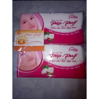 COMBO 2 BỊCH BÔNG TẨY TRANG POP-PUP 180M TẶNG 1 MIẾNG GIẤY THẤM DẦU POP-PUP 100M