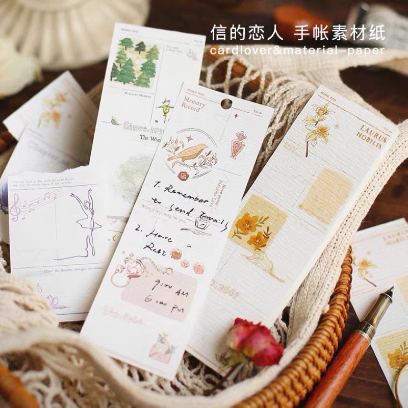 Giấy note ghi chú CARD LOVER dáng dài kiểu vintage trang trí sổ