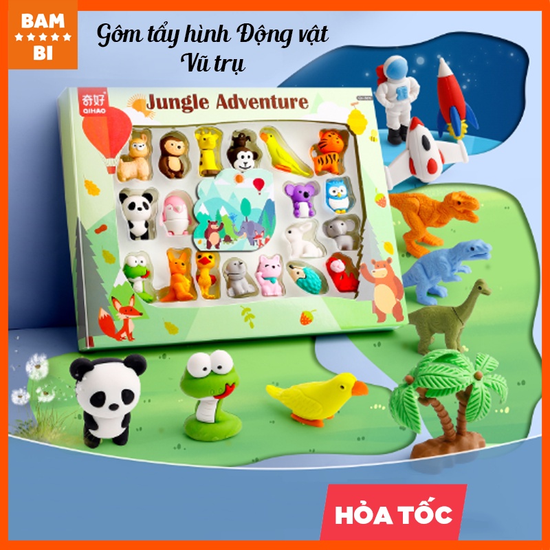 Gôm tẩy hình Khủng long, Động vật, Vũ trụ dễ thương cho bé trai, bé gái