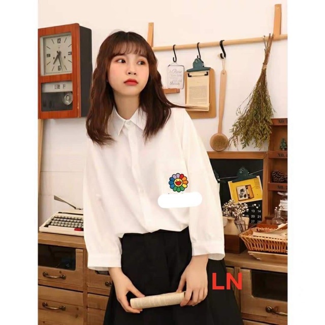 Áo sơ mi lô gô mặt cười nhiều LN12
